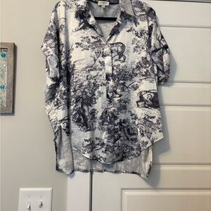 Umgee Black and White Button Down Shirt